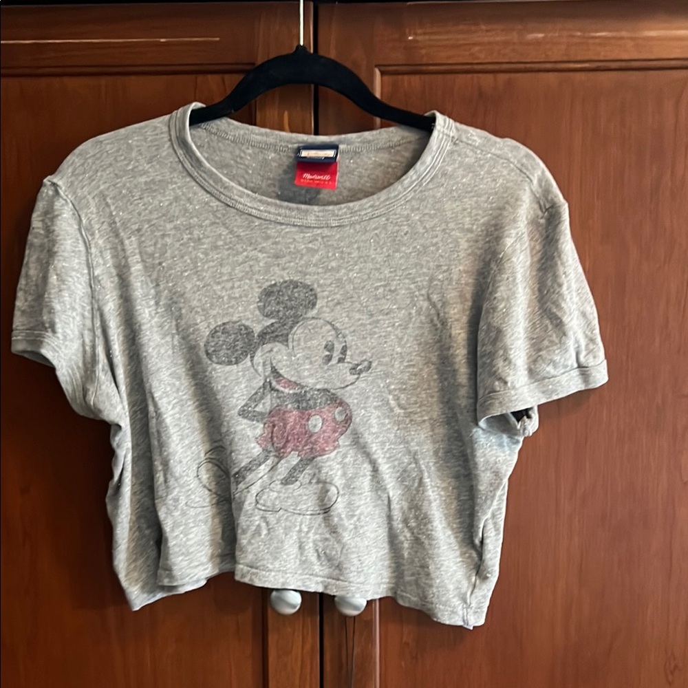 Madewell Gray Mickey Mouse Crop Top